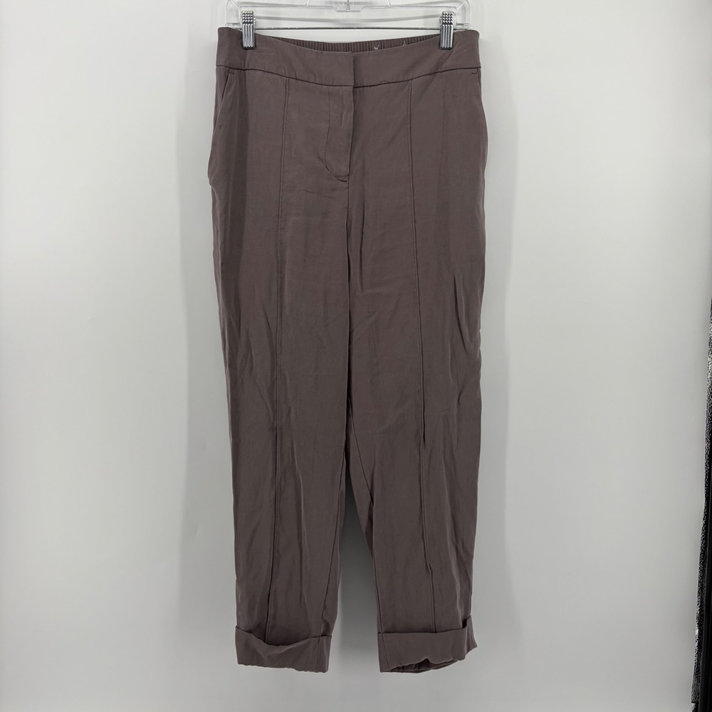Nine West Women's Casual Trousers Cropped Elastic Waist Pants Size Medium Gray